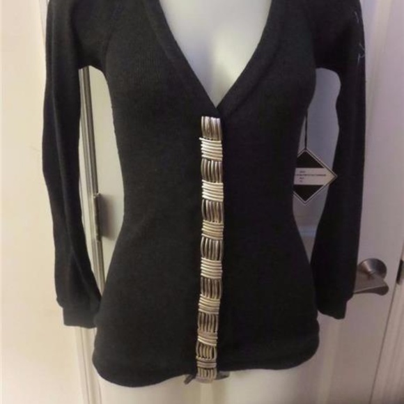 NWT VIVA VENA GRAY BUTTON DOWN CARDIGAN SWEATER XS - Picture 2 of 5